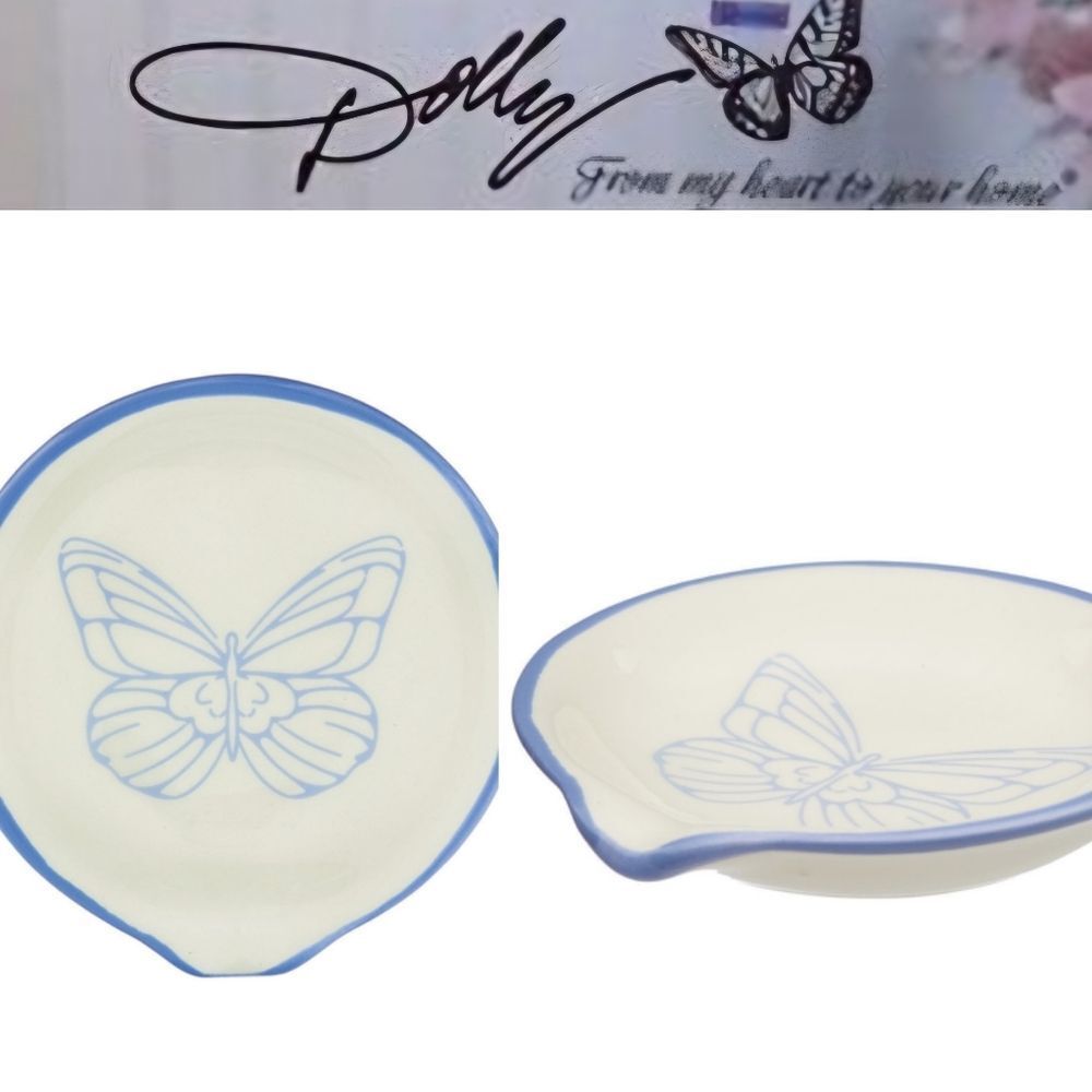 Dolly Parton Floral Butterfly Spoon Rest- Blue